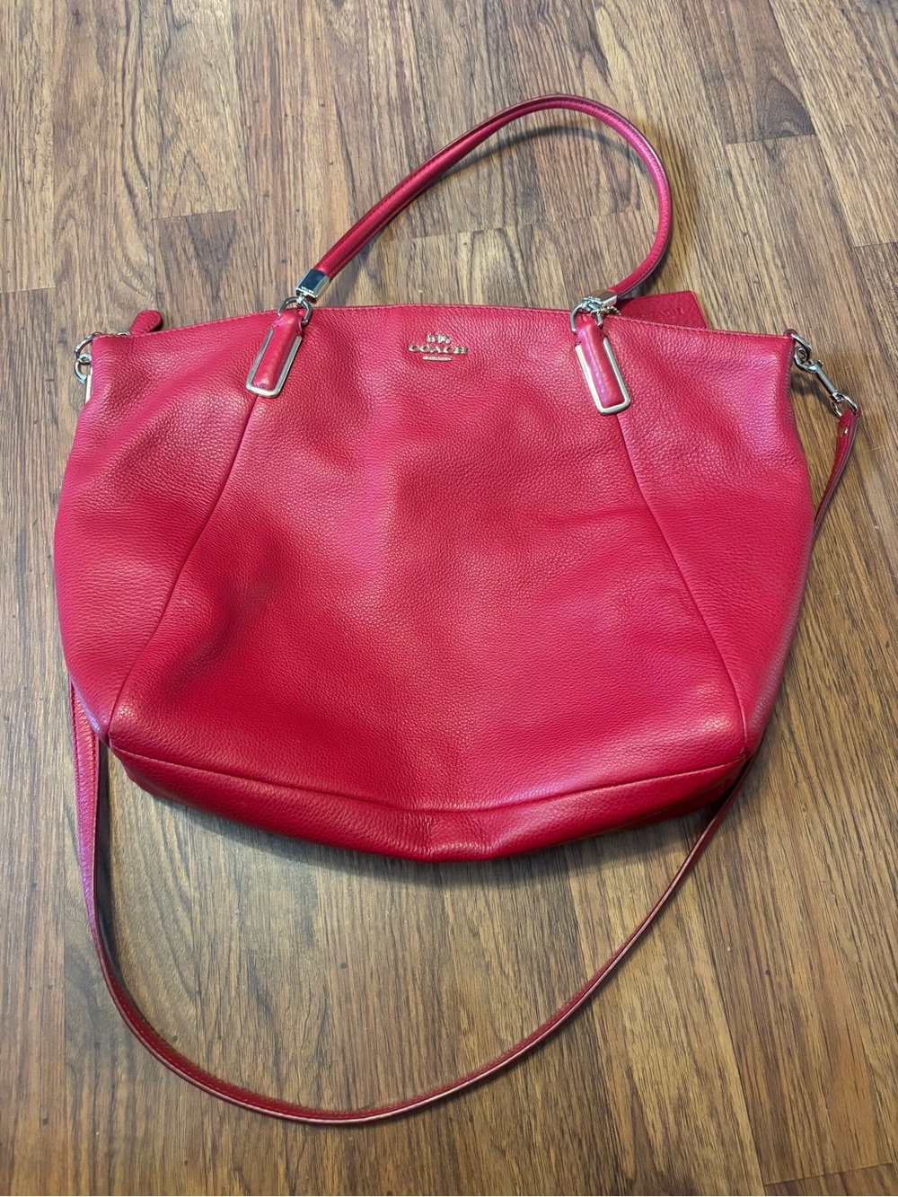 Coach Red Pebbled Leather Shoulder Bag